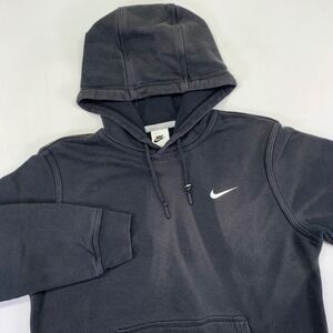 Nike Sportswear Black Pullover Hoodie Mens Medium Side Swoosh Sun Faded‎ Grunge